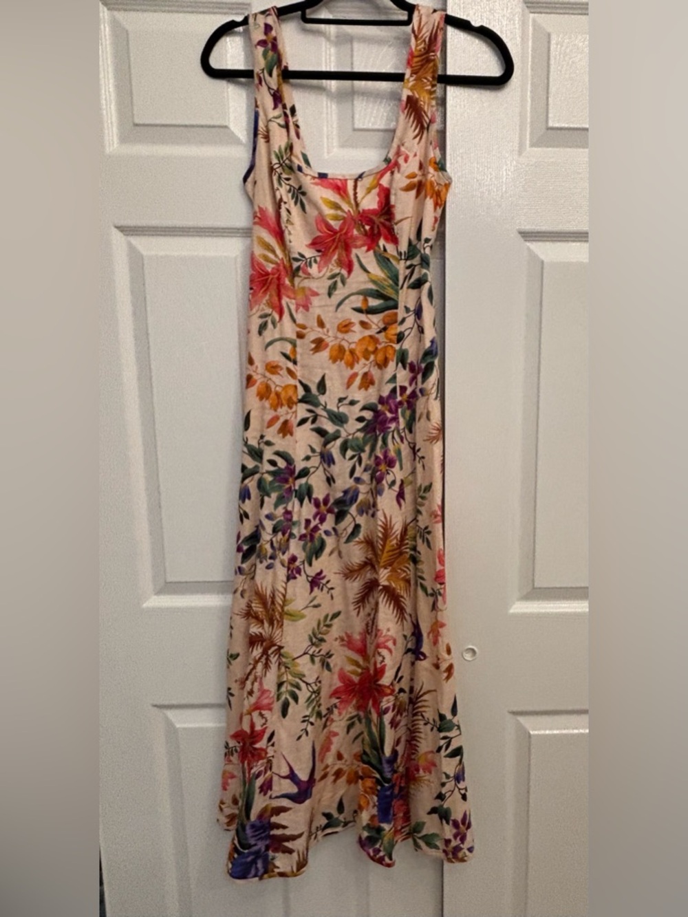 Zimmermann Tropicana Cream Floral Cut Out Linen Midi Dress 
Size 0 US 4